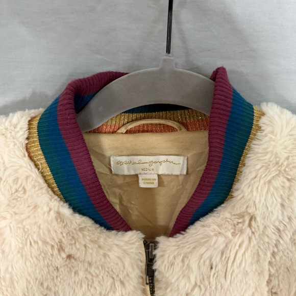 Spiritual Gangster SG Furry Bomber Jacket Rainbow Size Medium Faux Fur Boho - Picture 4 of 8